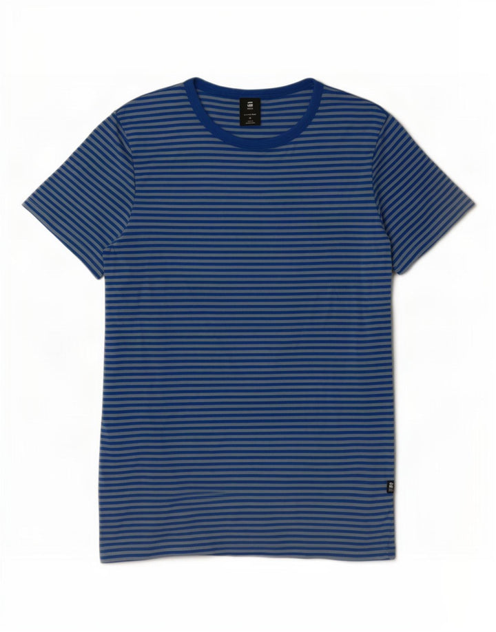 G-Star Damen T-Shirt-Oberteil aus mittelblauer Nadelstreifen-Baumwolle