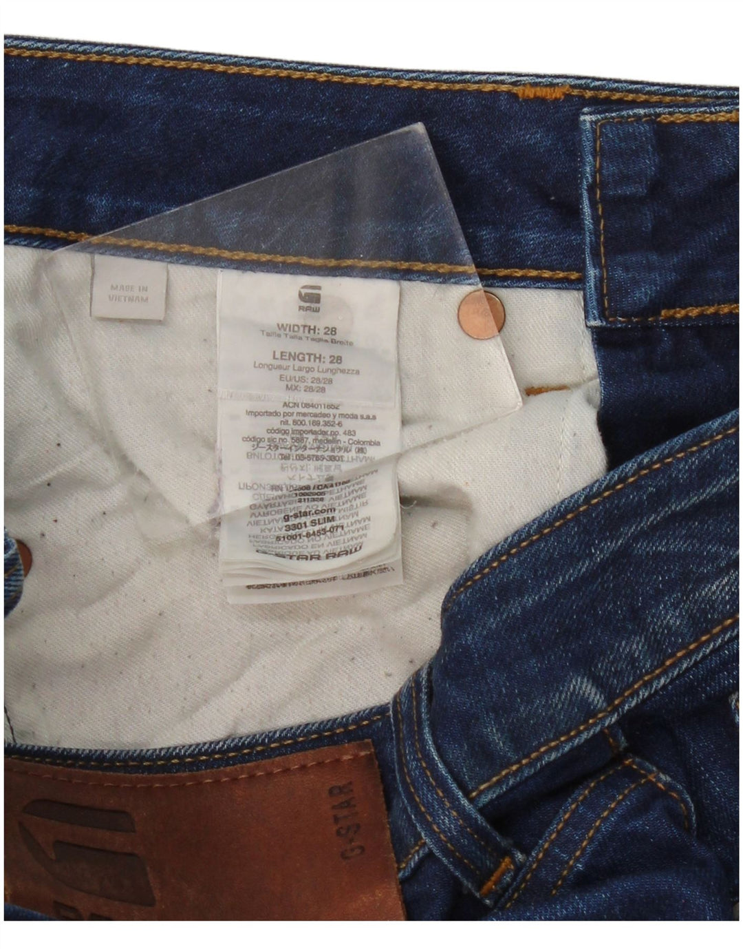 G-STAR Damen 3301 Slim Jeans W28 L28 Blaue Baumwolle