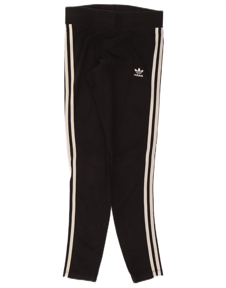 Adidas Damen Leggings UK 10 Small Schwarz Baumwolle