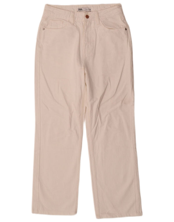 Zara Damen High Rise Straight Jeans EU 36 XS W26 L26 Weiß