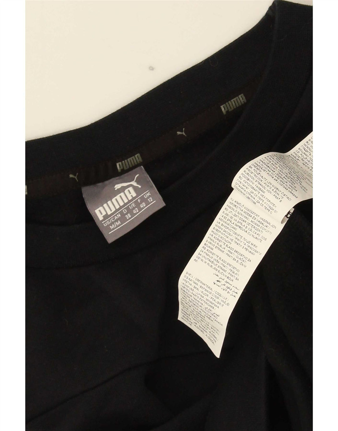 Puma Damen Crop Sweatshirt Pullover UK 12 Medium Schwarz Baumwolle