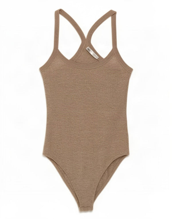 Ärmelloser Damen-Body von Zara, Größe S, Größe S, Grau, Baumwolle
