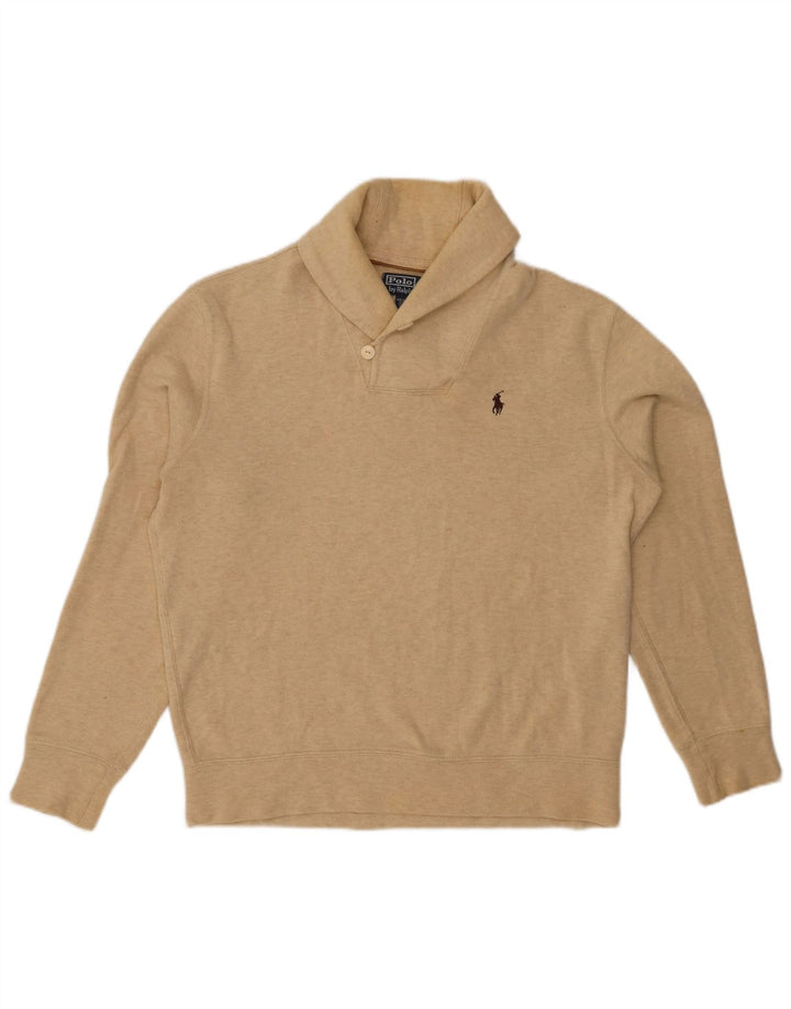 POLO RALPH LAUREN Herren-Pullover mit Schalkragen, Mittelbeige meliert