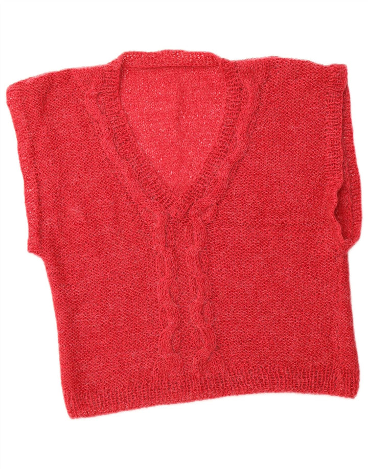 VINTAGE Damen Crop Vest Tank Top UK 14 Mittelrosa