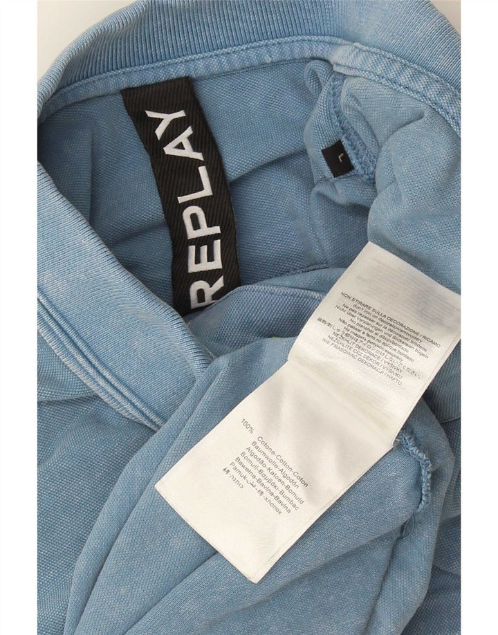 Replay Herren-Poloshirt, große blaue Baumwolle