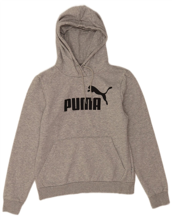 Puma Womens Graphic Hoodie Pullover UK 12 Mittelgrau geflecktes Polyester