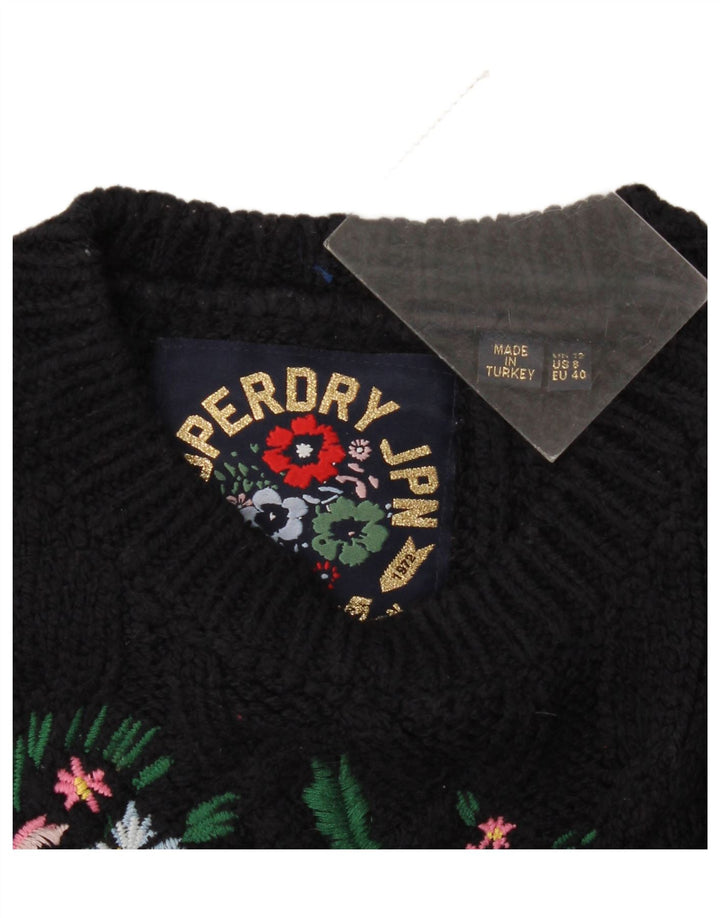 Superdry Damen-Pullover mit grafischem Rundhalsausschnitt, Gr. 12, mittleres Marineblau