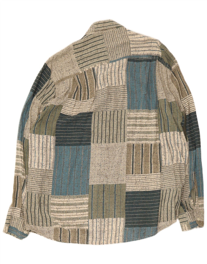 Azzurra Herren-Hemd, groß, grün, Patchwork-Baumwolle