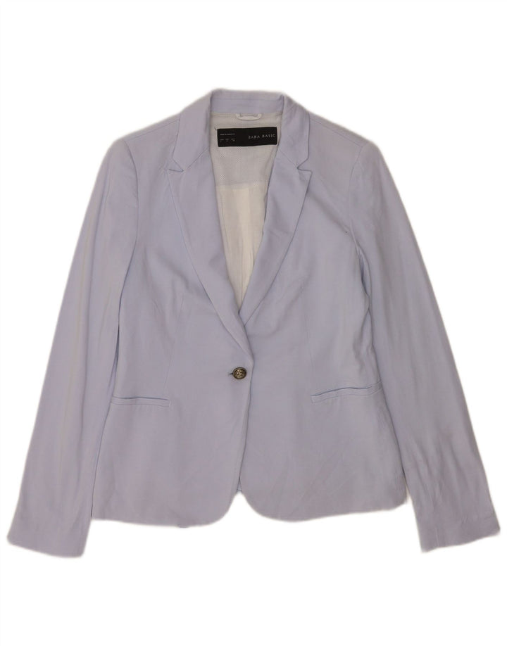 Zara Damen 1-Knopf-Blazerjacke UK 16 Large Blau