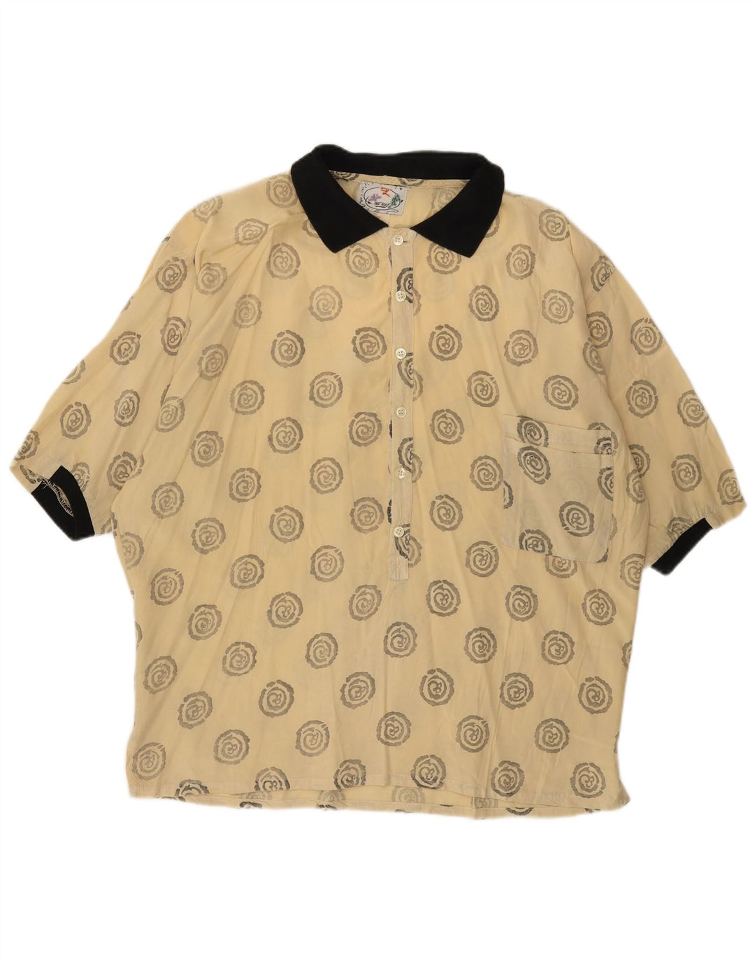 ONE WAY Herren Kurzarm-Pulloverhemd XL Beige geometrische Viskose