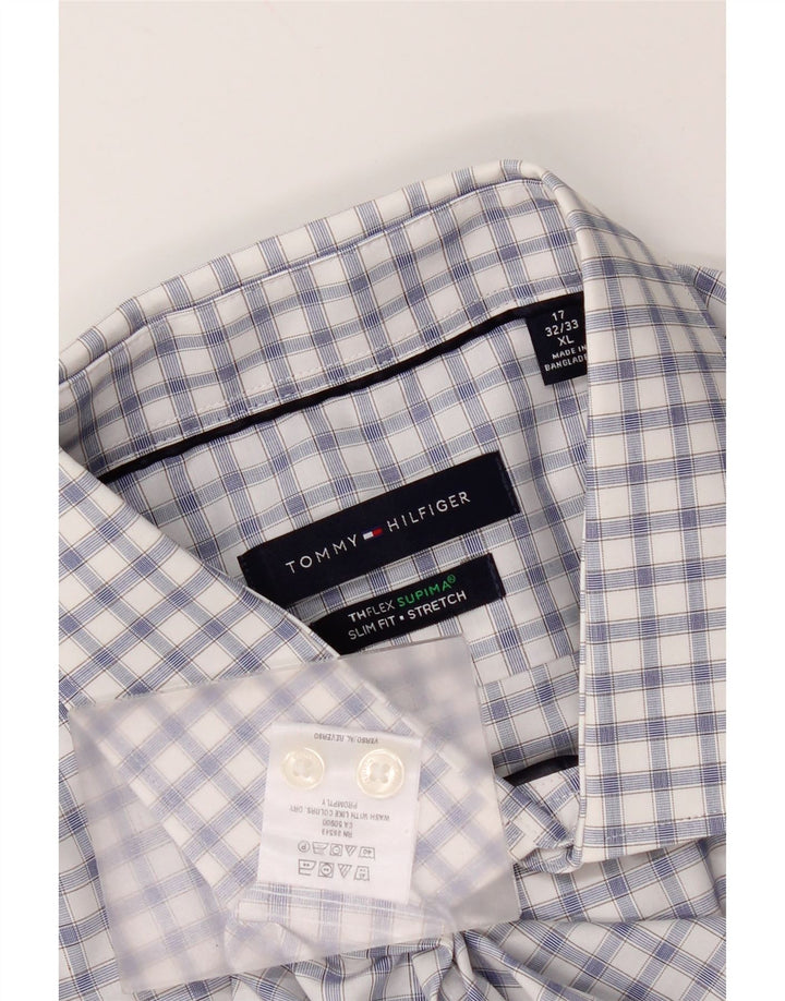 Tommy Hilfiger Damen-Slim-Fit-Hemd XL aus blauer Gingham-Baumwolle