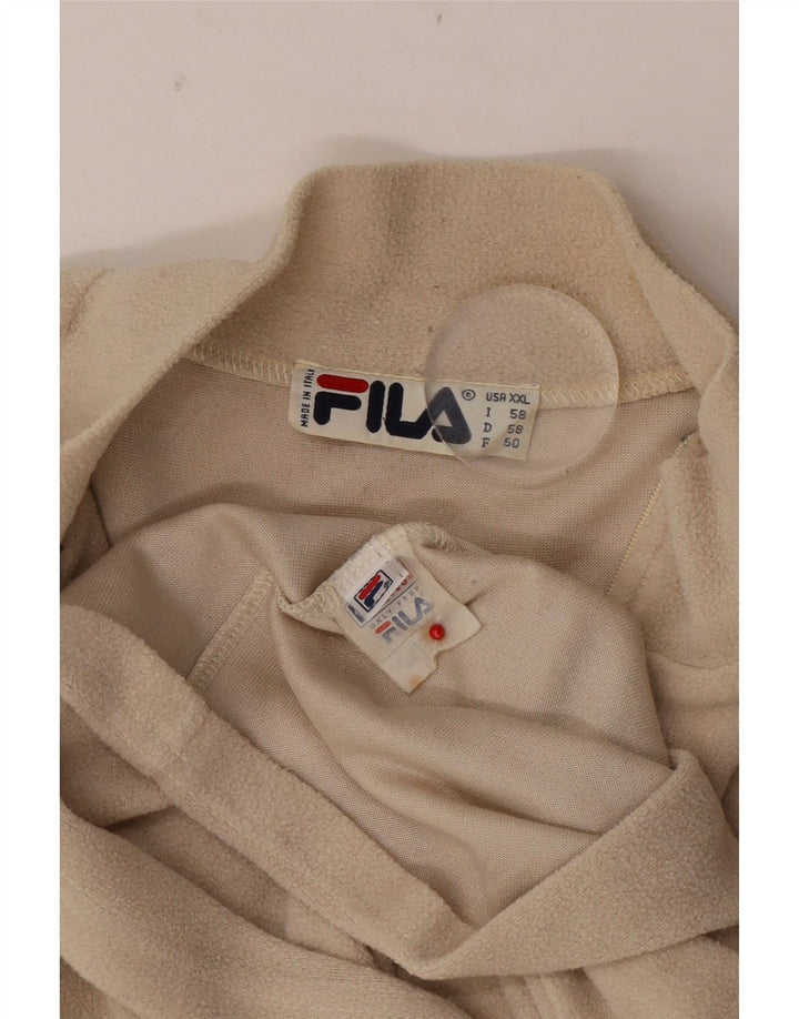 Fila Herren-Fleecepullover mit Reißverschluss am Hals, 2XL, Beige, Polyester