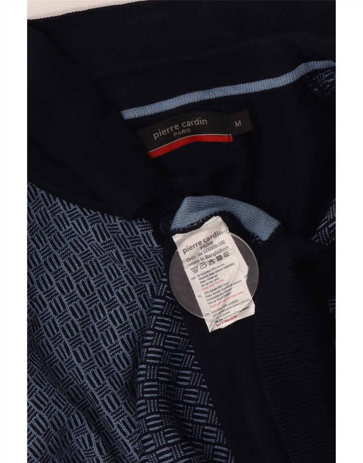 Pierre Cardin Herren Kurzarm-Strickhemd Mittelblau Geometrisch