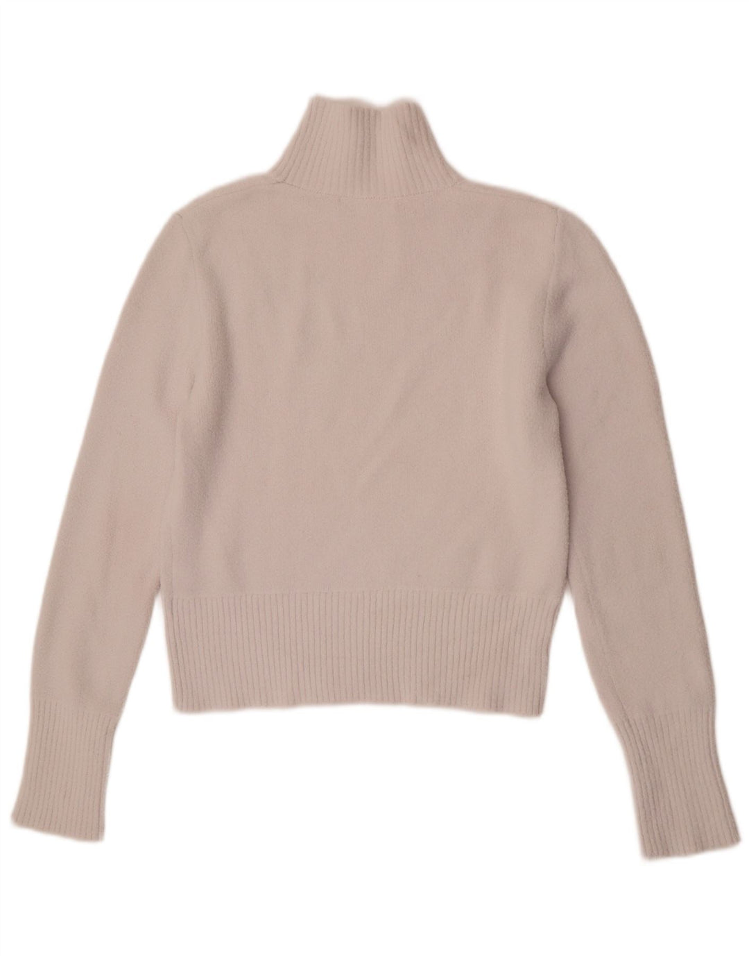 Zara Damen Crop Rollkragenpullover Pullover UK 12 Mittelweißes Nylon