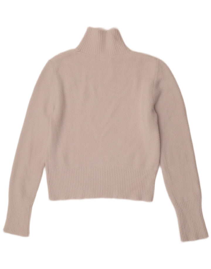Zara Damen Crop Rollkragenpullover Pullover UK 12 Mittelweißes Nylon