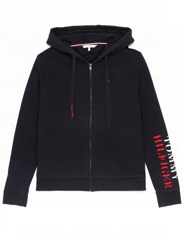 Tommy Hilfiger Damen-Kapuzenpullover mit grafischem Reißverschluss, Gr. 10, Marineblau