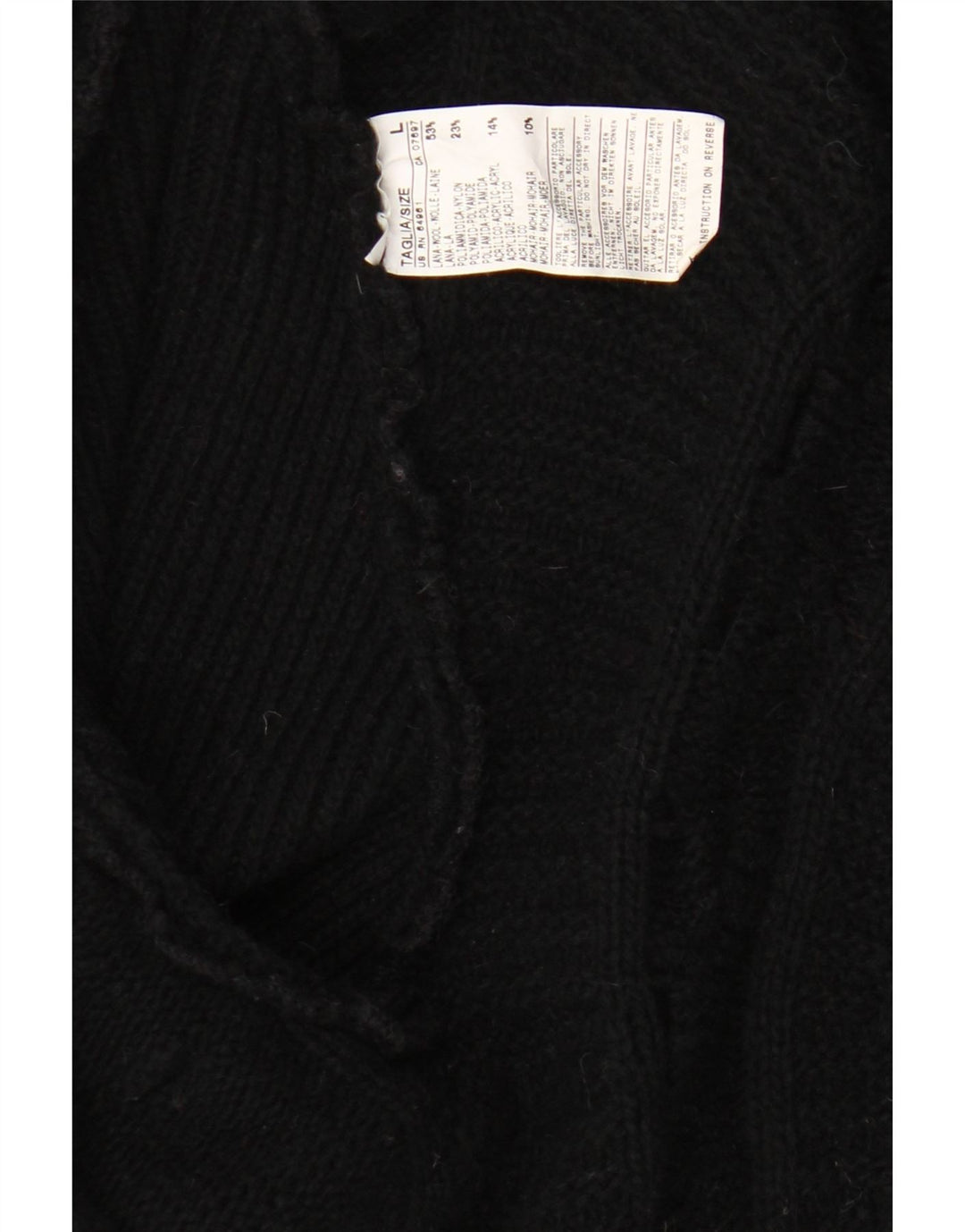 BENETTON Womens Open Cardigan Sweater UK 16 Large Black Wool Vintage Benetton and Second-Hand Benetton from Messina Hembry 