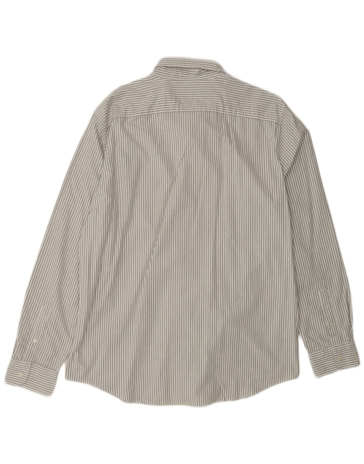 AMERICAN EAGLE Herren Slim Fit Hemd XL Grau Nadelstreifen Baumwolle