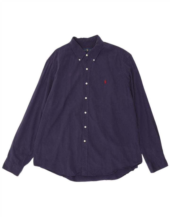 Ralph Lauren Herrenhemd 2XL Marineblau Baumwolle