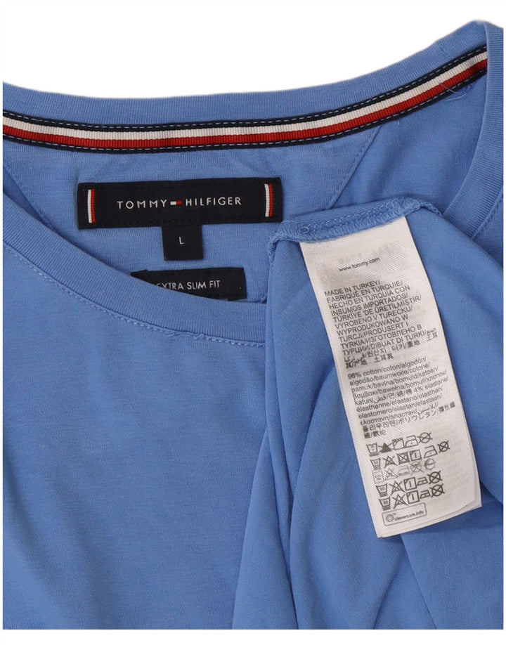 Tommy Hilfiger Herren Extra Slim T-Shirt Top Large Blau Baumwolle