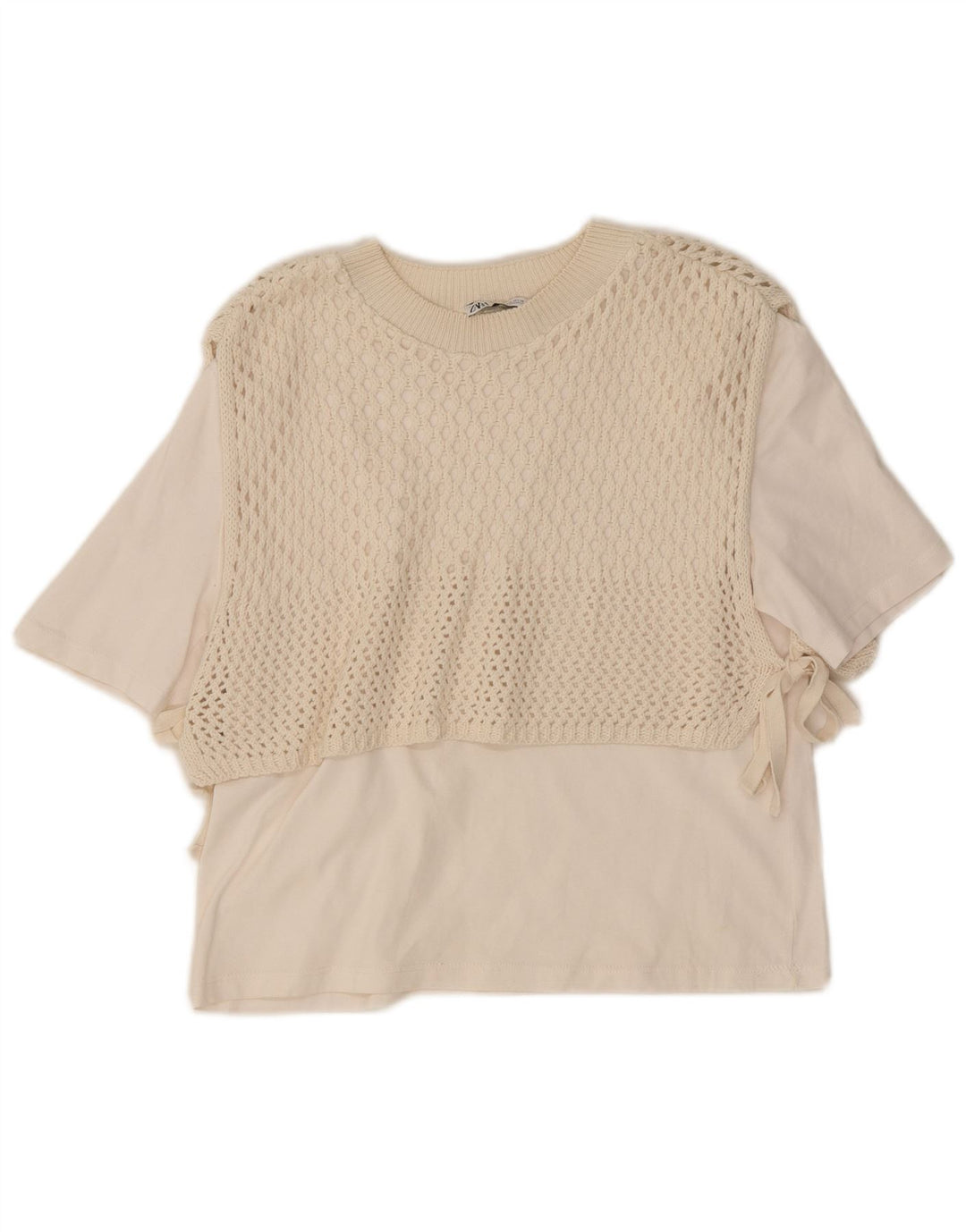 Zara Damen Bluse Top UK 12 Mittelweiß