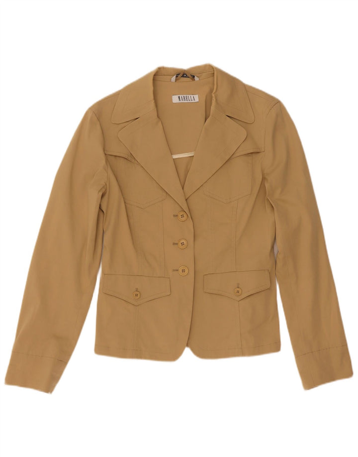 Marella Damen 3-Knopf-Blazerjacke UK 6 XS Beige Baumwolle