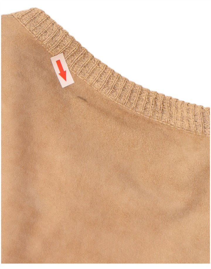 Vintage Herren Wildleder Bomberjacke UK 38 Mittelbeige gestreiftes Leder