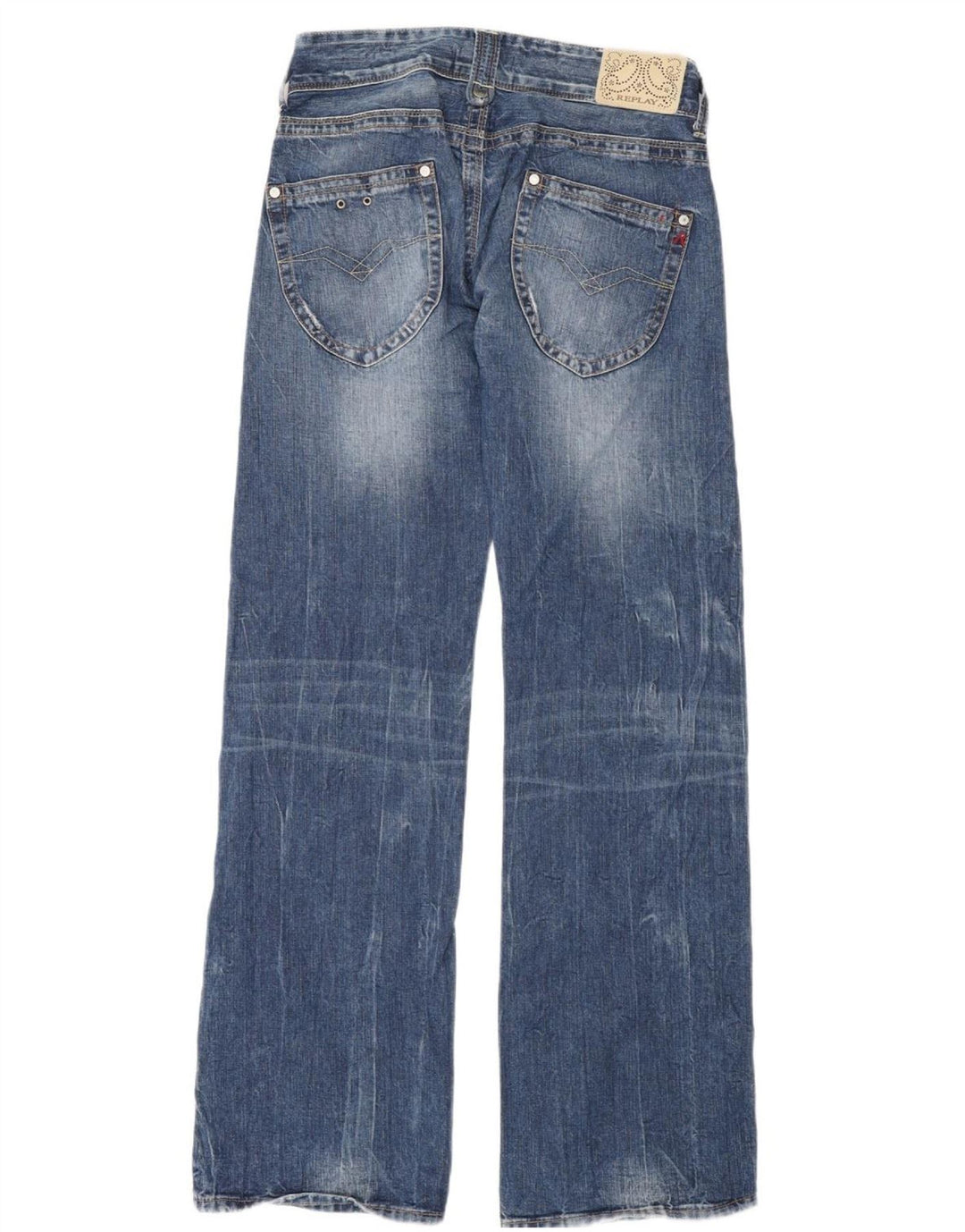 Replay Damen Janice Bootcut Jeans W27 L34 Blaue Baumwolle