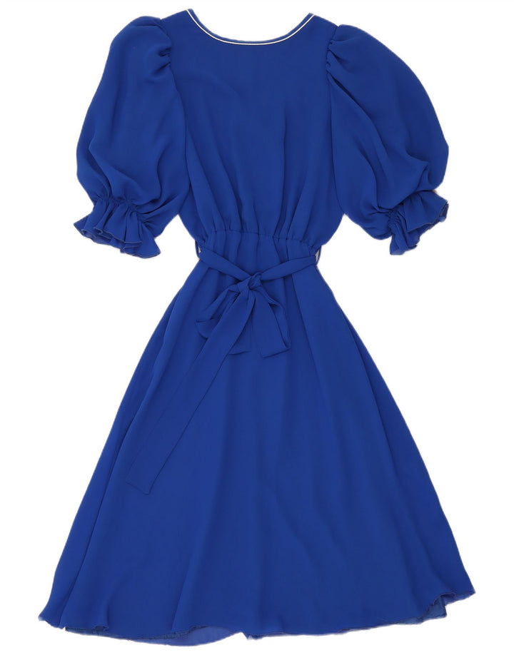 Vintage Damen A-Linie Kleid IT 40 Small Blau Polyester