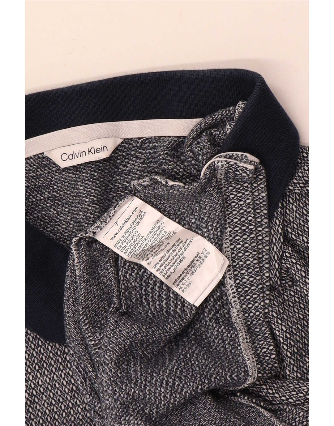 Calvin Klein Herren-Kurzarm-Poloshirt, mittleres Marineblau meliert