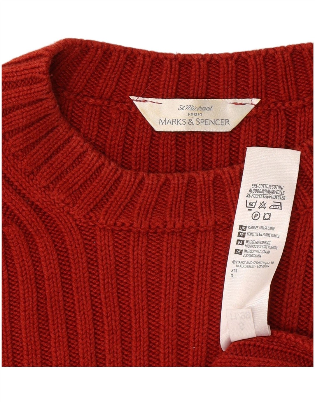 Marks & Spencer Herren St. Michael Pullover mit Rundhalsausschnitt, Größe L, Rot, klassisch