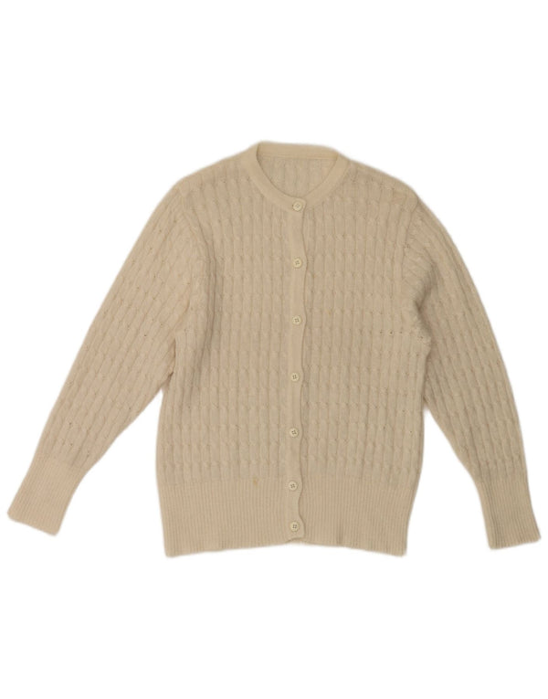 Vintage Damen Cardigan Pullover UK 10 Small Weiß