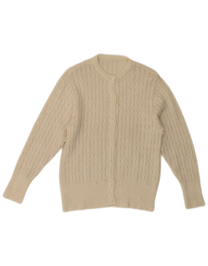 Vintage Damen Cardigan Pullover UK 10 Small Weiß