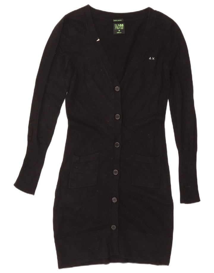 Sun68 Damen Longline-Cardigan-Pullover UK 12 Mittelschwarze Baumwolle