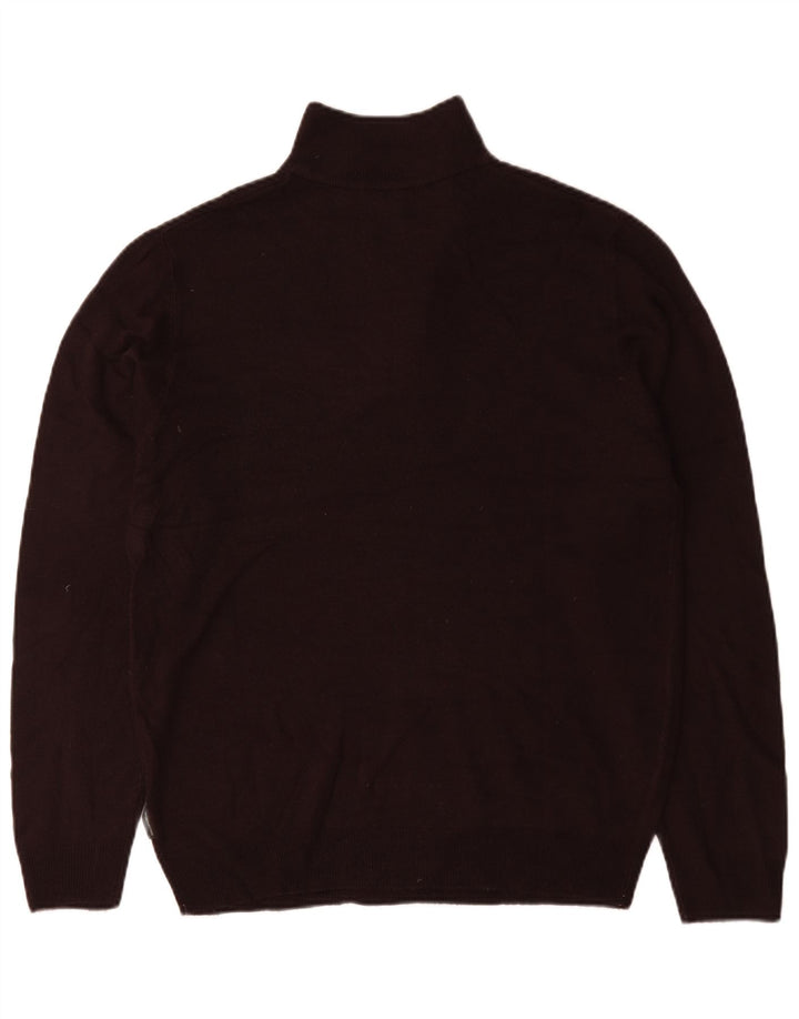 French Connection Herren-Pullover mit Reißverschluss am Hals, großes braunes Acryl