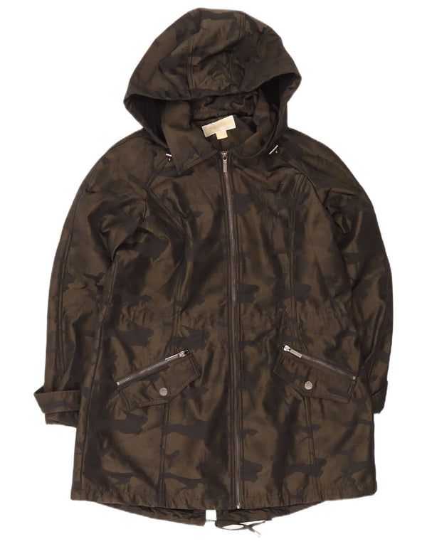 Michael Kors Damen-Parkajacke mit Kapuze, UK 18, XL, Khaki, Camouflage, Polyester