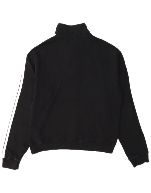 Adidas Damen-Sweatshirt mit Reißverschluss, UK 12/14, mittlere schwarze Baumwolle