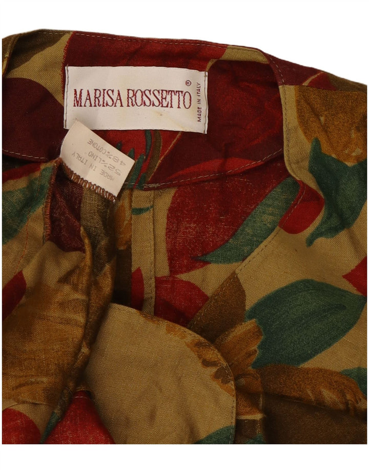 Vintage Damen Kurzärmelige Blazerjacke UK 12 Medium Mehrfarbig Tropic