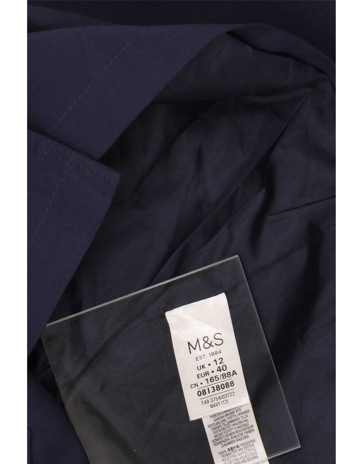 Marks & Spencer Damen Trenchcoat UK 12 Medium Marineblau Polyester