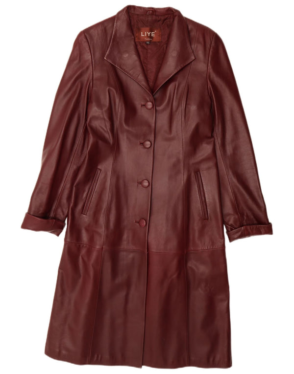 Vintage Damen Ledermantel UK 20 2XL Burgunder Leder