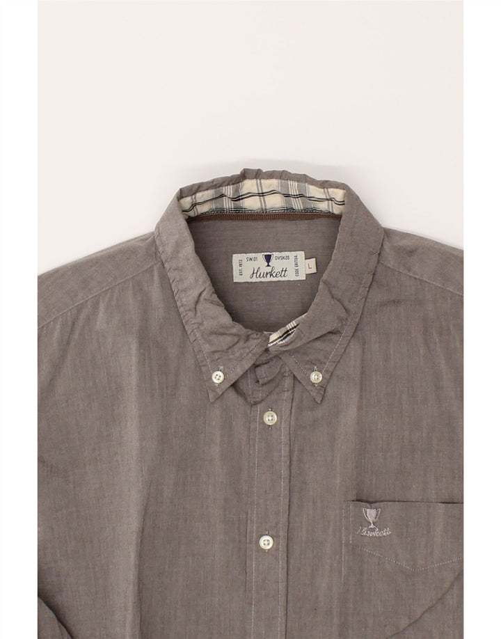 VINTAGE Mens Shirt Large Grey Vintage Vintage and Second-Hand Vintage from Messina Hembry 