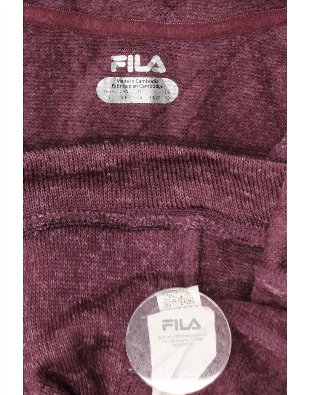 Fila Damen-Trainingsanzug-Top-Jacke, UK 10, klein, Burgunderrot geflecktes Polyester