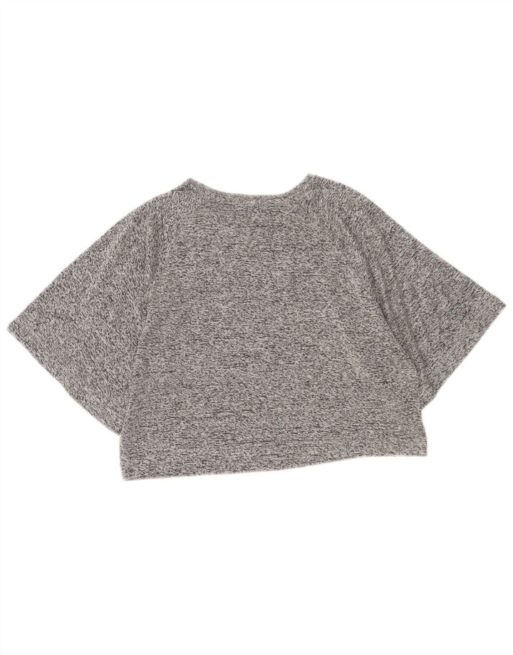 Zara Damen Crop T-Shirt Top UK 14 Mittelgrau meliert