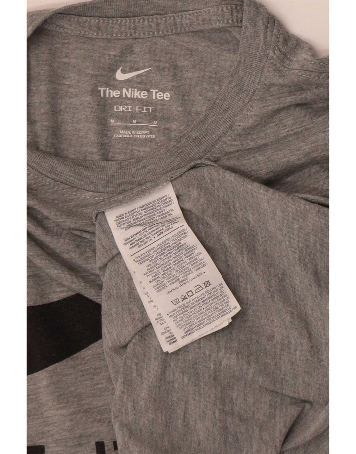 Nike Herren Dri Fit Grafik-T-Shirt-Oberteil aus mittelgrau meliertem Polyester