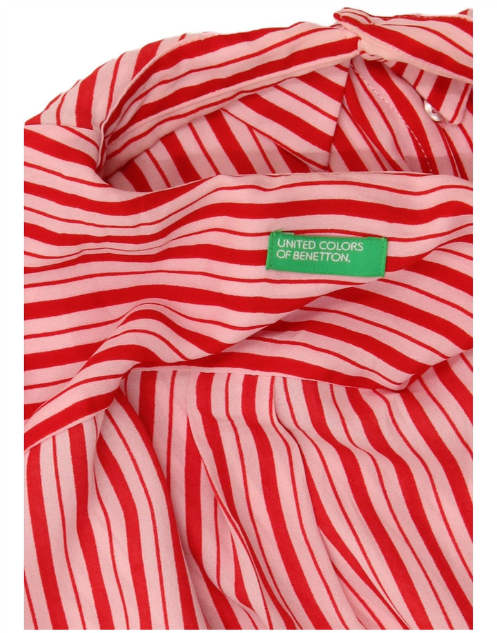 Benetton Damen Crop Shirt Bluse UK 18 XL Rot gestreift