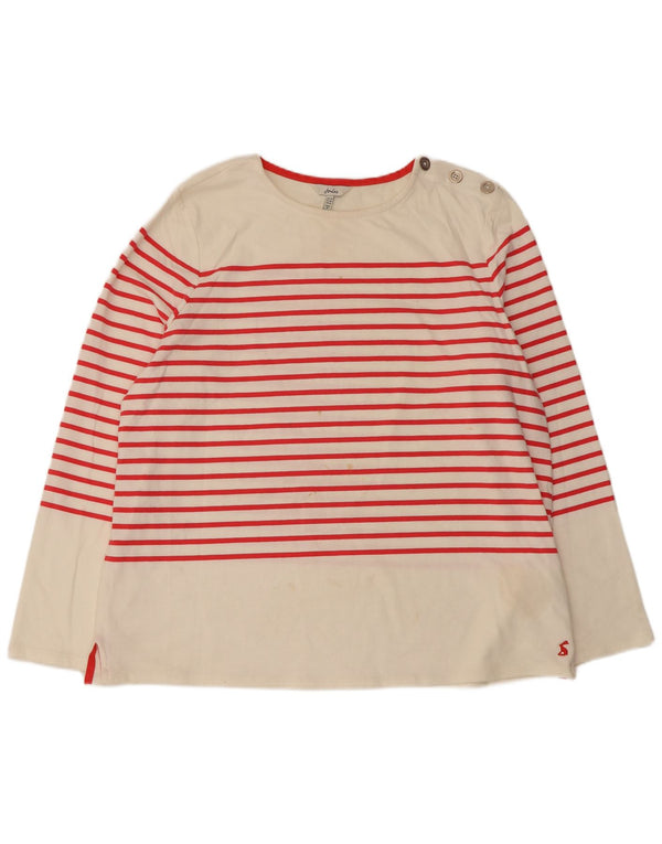 Joules Damen Top Langarm UK 18 XL Off White Gestreifte Baumwolle