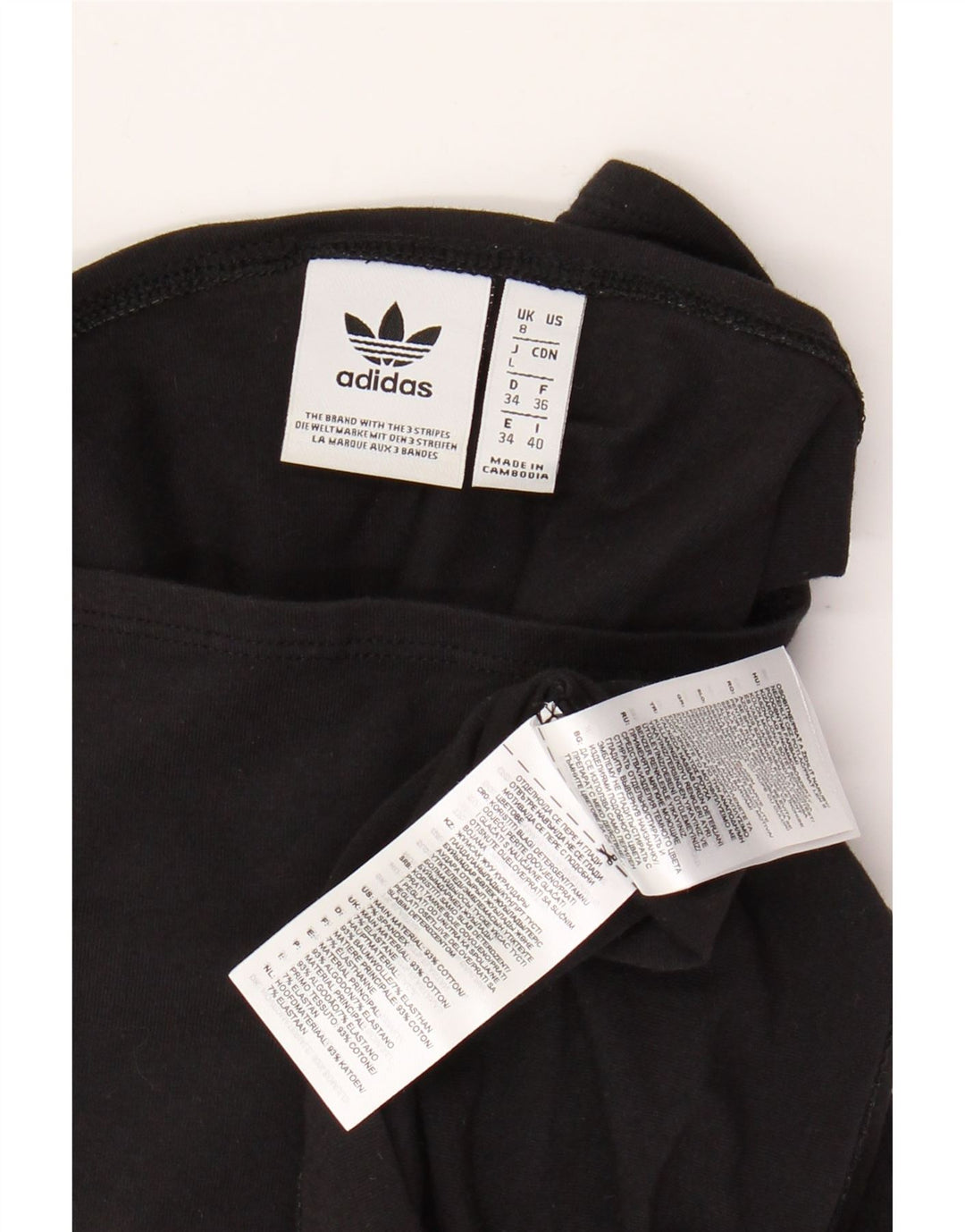ADIDAS Damen 3/4-Ärmel schulterfreies Kleid UK 8 Small Schwarze Baumwolle