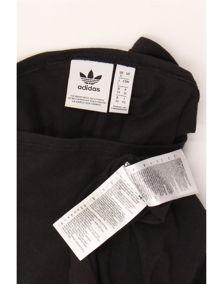 ADIDAS Damen 3/4-Ärmel schulterfreies Kleid UK 8 Small Schwarze Baumwolle