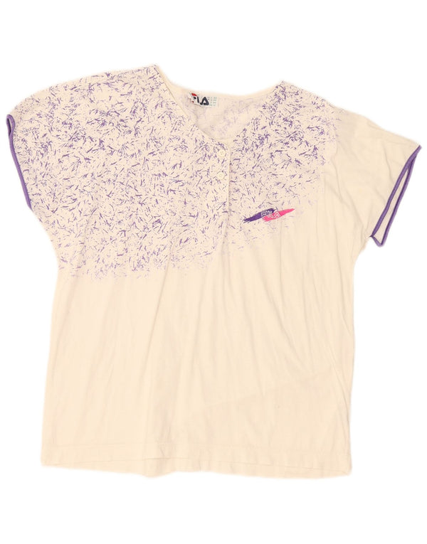 Fila Damen Grafik T-Shirt Top IT 48 XL Weiße Baumwolle
