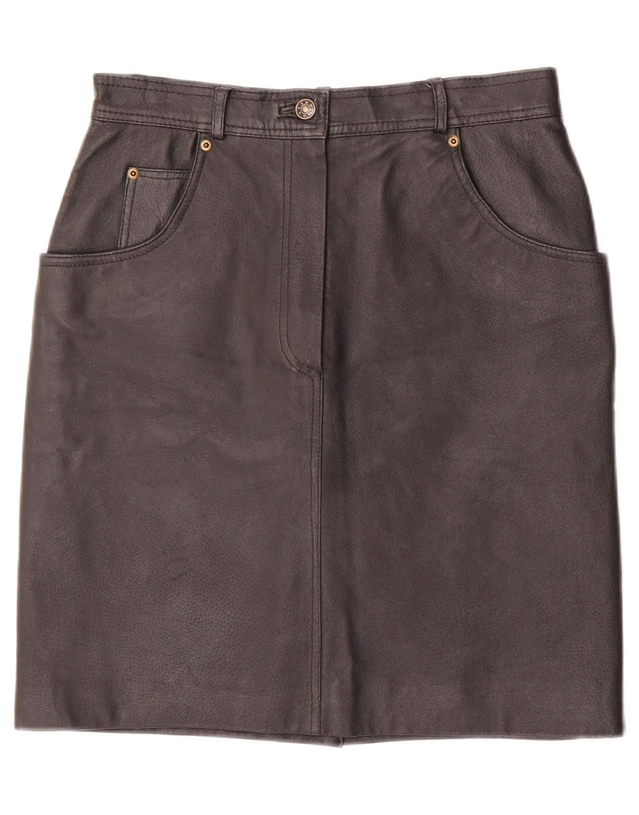 Vintage Damen Lederrock EU 40 Medium W28 Schwarzes Leder